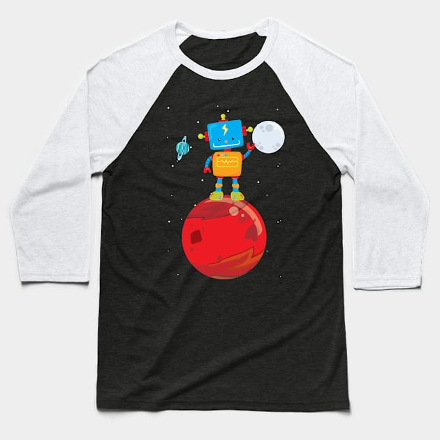 Outer Space Robot on Mars Baseball T-Shirt by 4Craig